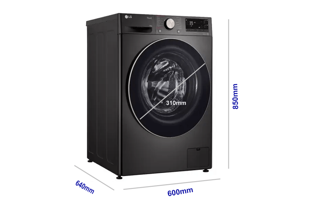 Kích thước máy giặt lồng ngang thông minh AI LG inverter 14kg FV1414S3BA