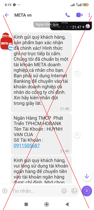 Lừa đảo chuyển khoản 