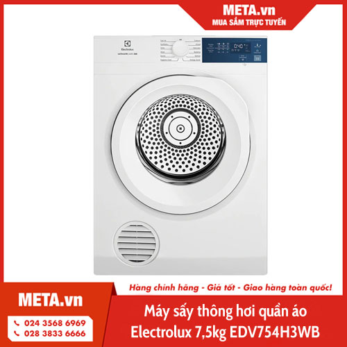 Máy sấy thông hơi quần áo Electrolux 7,5kg EDV754H3WB