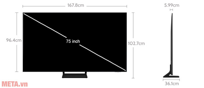 Kích thước Smart Tivi NanoCell LG 4K 75 inch 75NANO81TSA