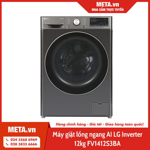 Máy giặt lồng ngang AI LG Inverter 12kg FV1412S3BA 
