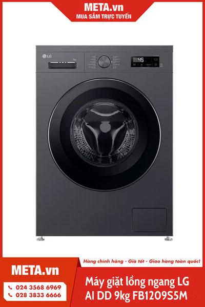 Máy giặt lồng ngang LG AI DD Inverter 9kg FB1209S5M (màu đen) 