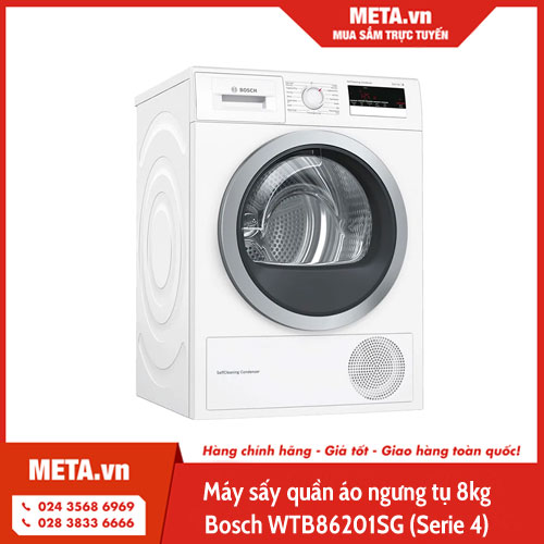Máy sấy quần áo ngưng tụ 8kg Bosch WTB86201SG (Serie 4)