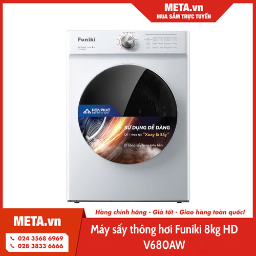 Máy sấy thông hơi Funiki 8kg HD V680AW 