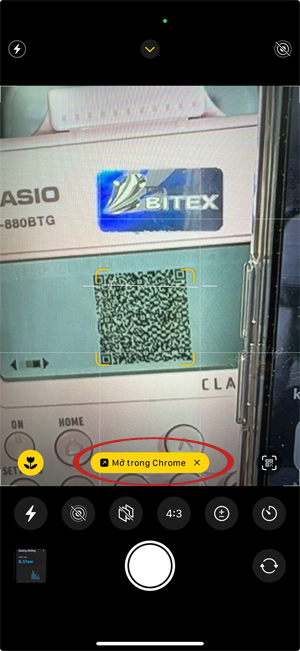 Quét mã QR và chọn ứng dụng để mở kết quả
