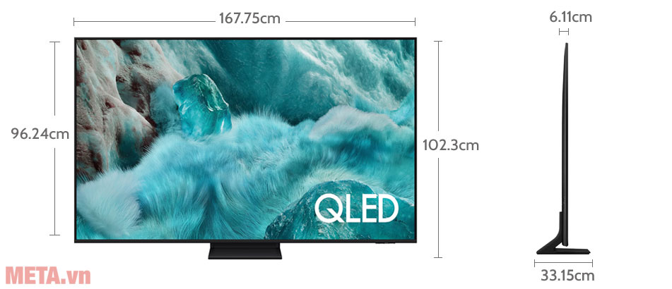 Kích thước Smart Tivi QLED Samsung 4K 75 inch QA75Q7F5AKXXV