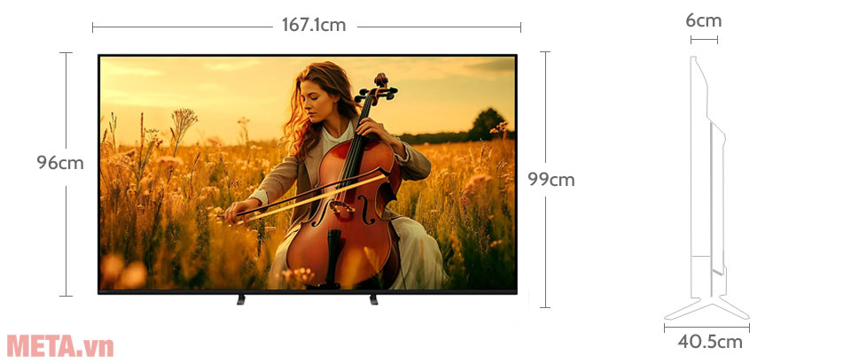 Kích thước Tivi Sony MiniLED 4K 75 inch K-75XR50