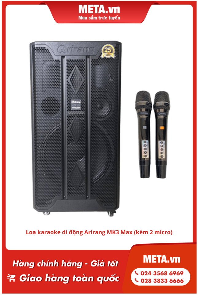 Loa karaoke di động Arirang MK3 Max (kèm 2 micro)