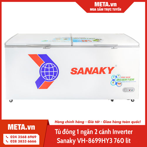 Tủ đông 1 ngăn 2 cánh Inverter Sanaky VH-8699HY3 760 lít