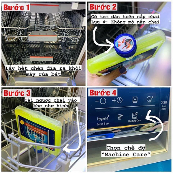 Cách sử dụng dung dịch vệ sinh máy rửa bát Finish