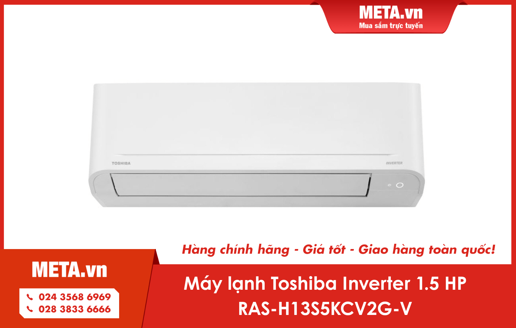 Máy lạnh Toshiba Inverter 1.5 HP RAS-H13S5KCV2G-V
