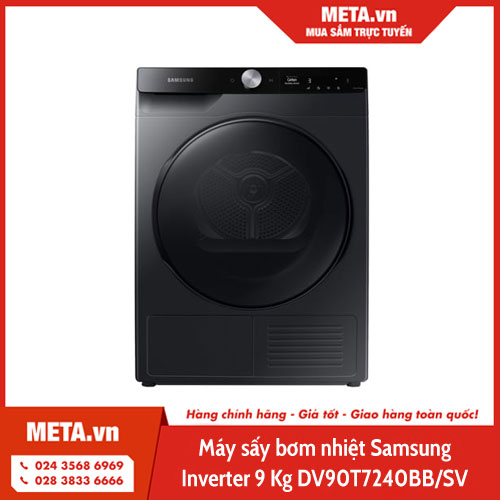 Máy sấy bơm nhiệt Samsung Inverter 9kg DV90T7240BB/SV