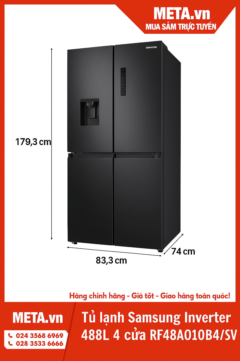 Tủ lạnh Samsung Inverter 488 lít 4 cửa RF48A4010B4/SV