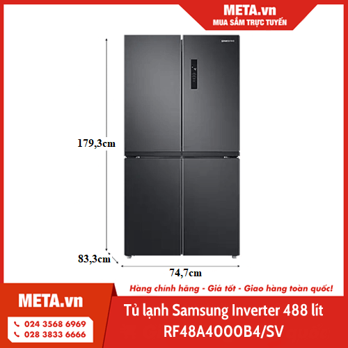 Tủ lạnh Samsung Inverter 488L 4 cửa RF48A4000B4/SV (New 2021)