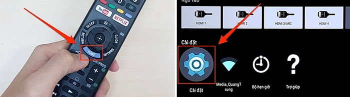 truy cập vào phần cài đặt của tivi Coocaa