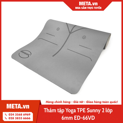 Thảm tập Yoga TPE Sunny 2 lớp 6mm ED-66VD