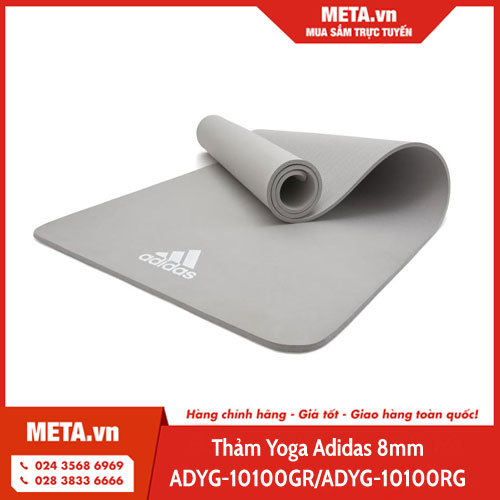 Thảm Yoga Adidas 8mm ADYG-10100GR/ADYG-10100RG - Xám tro