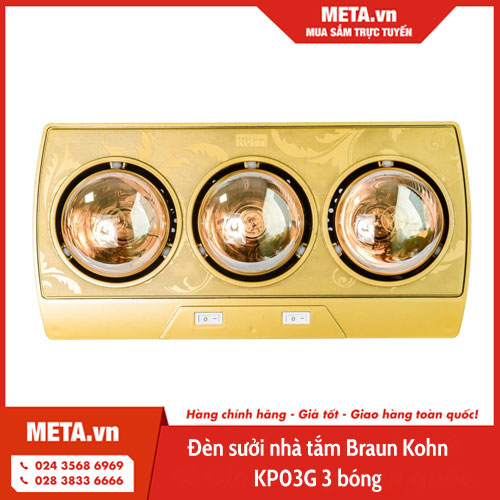 Đèn sưởi nhà tắm Braun Kohn KP03G 3 bóng