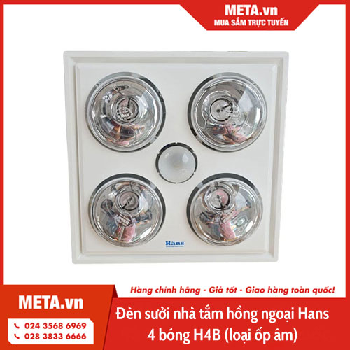 Đèn sưởi nhà tắm hồng ngoại Hans 4 bóng H4B