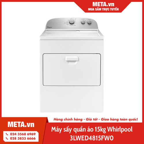 Máy sấy quần áo 15kg Whirlpool 3LWED4815FW0