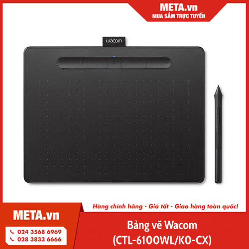 Bảng vẽ Wacom Intuos, Medium Bluetooth - Black (CTL-6100WL/K0-CX) 