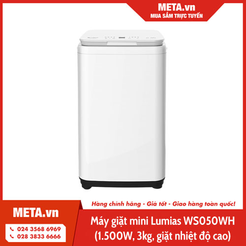 Máy giặt mini Lumias WS050WH (1.500W, 3kg, giặt nhiệt độ cao) 