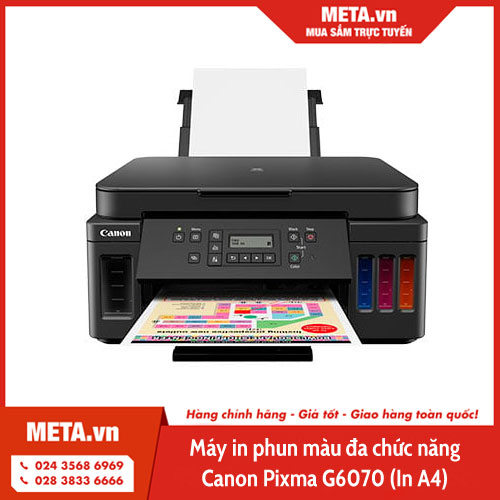 Máy in phun màu đa chức năng Canon Pixma G6070 (In A4) - In màu A4, Scan, Copy, Wifi 