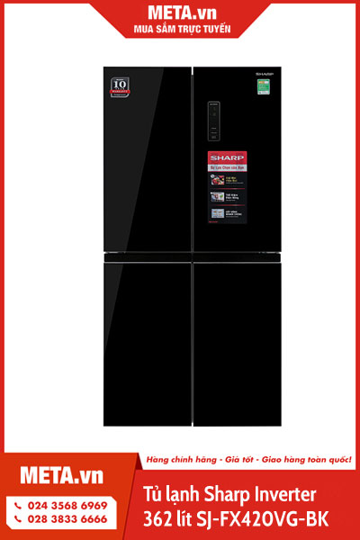 Tủ lạnh Sharp Inverter 362 lít SJ-FX420VG-BK