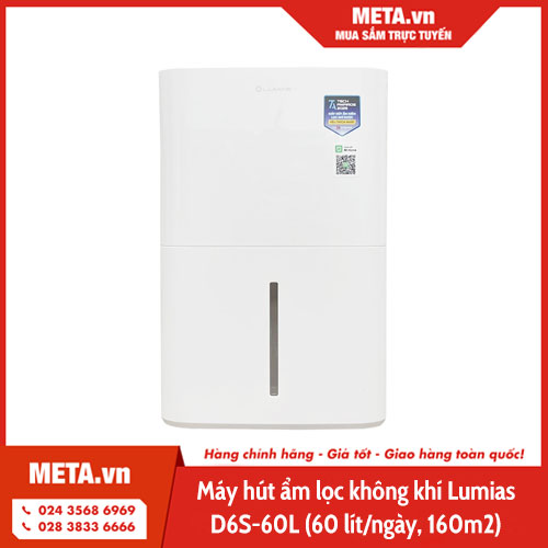 Máy hút ẩm lọc không khí Lumias D6S-60L (60 lít/ngày, 160m2) 