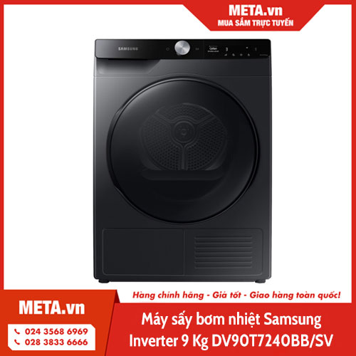 Máy sấy bơm nhiệt Samsung Inverter 9kg DV90T7240BB/SV