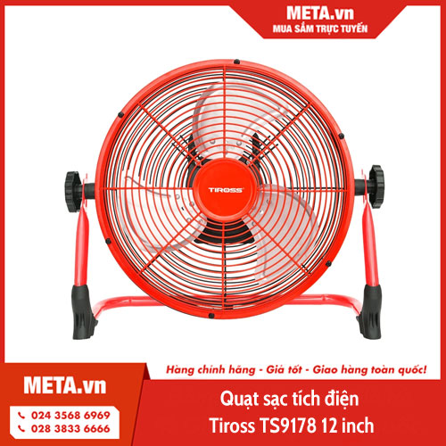 Quạt sạc tích điện Tiross TS9178 12 inch