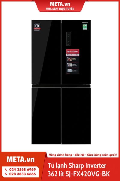 Tủ lạnh Sharp Inverter 362 lít SJ-FX420VG-BK