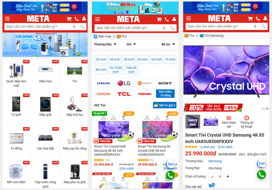  META luôn nỗ lực tìm hiểu tâm lý người dùng và khách hàng để cải tiến website sao cho tiện lợi nhất cho bạn.