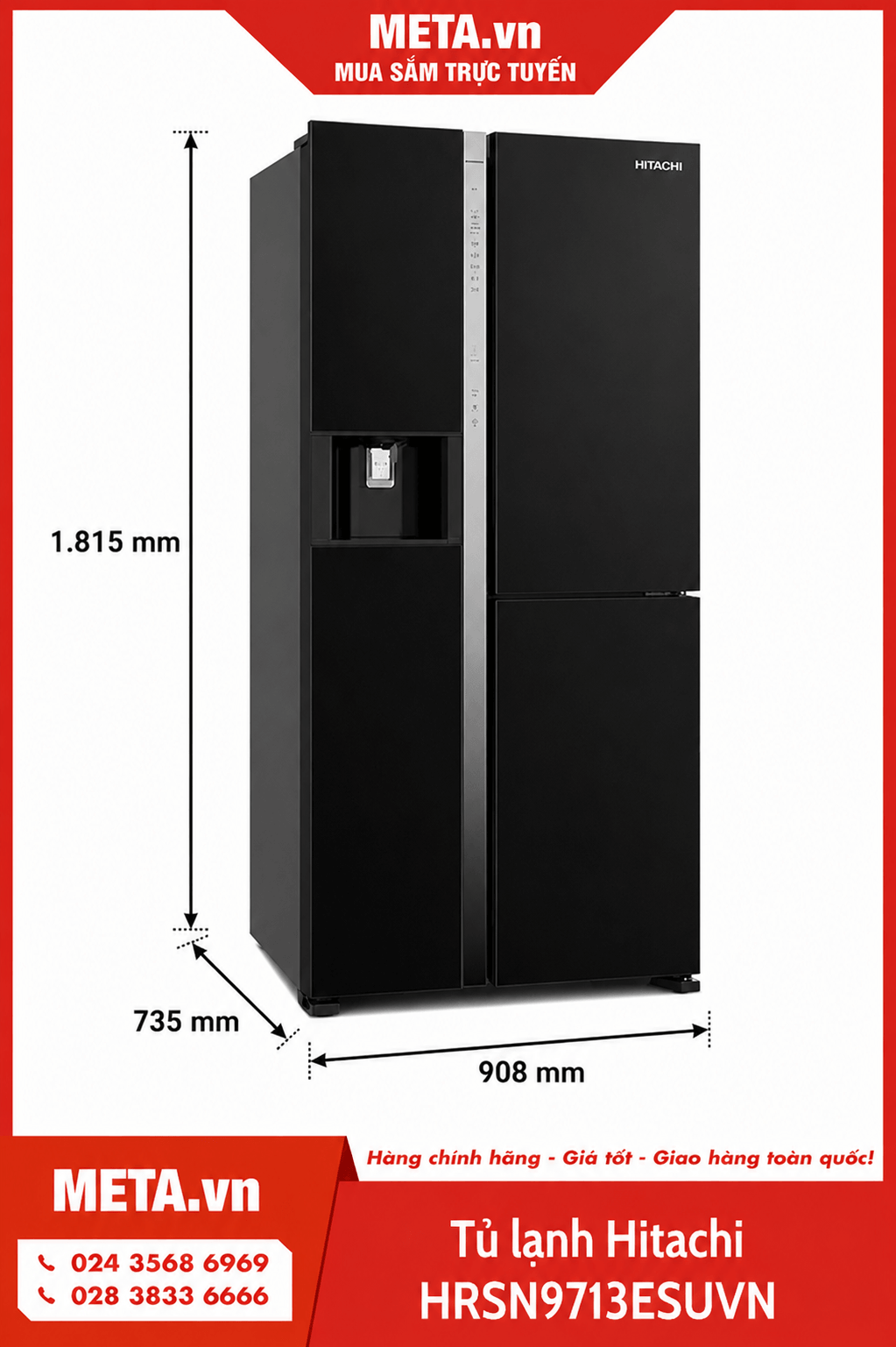 Tủ lạnh Hitachi Inverter 656 lít HRSN9713ESUVN