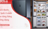 Kích thước tủ lạnh 4 cánh cho từng hãng thông dụng