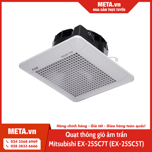 Kích thước quạt thông gió âm trần Mitsubishi EX-25SC7T (EX-25SC5T)