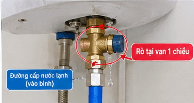 Bình nóng lạnh chảy nước ở van 1 chiều