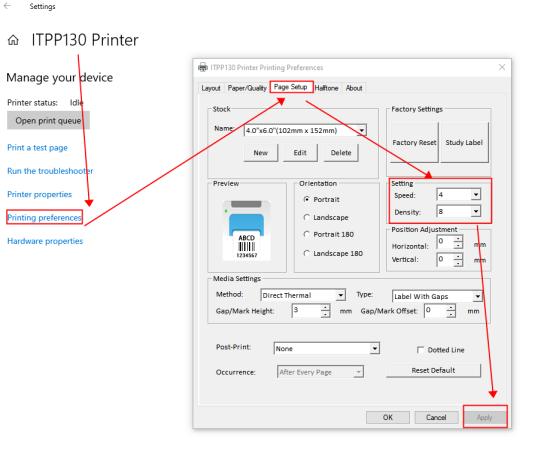 Các mục Darkness, Density, Print Density hoặc Print Darkness
