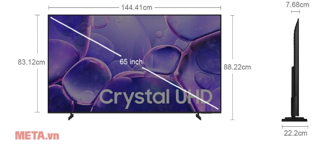 Kích thước Smart tivi Samsung Crystal UHD 4K 65 inch UA65U8500FKXXV