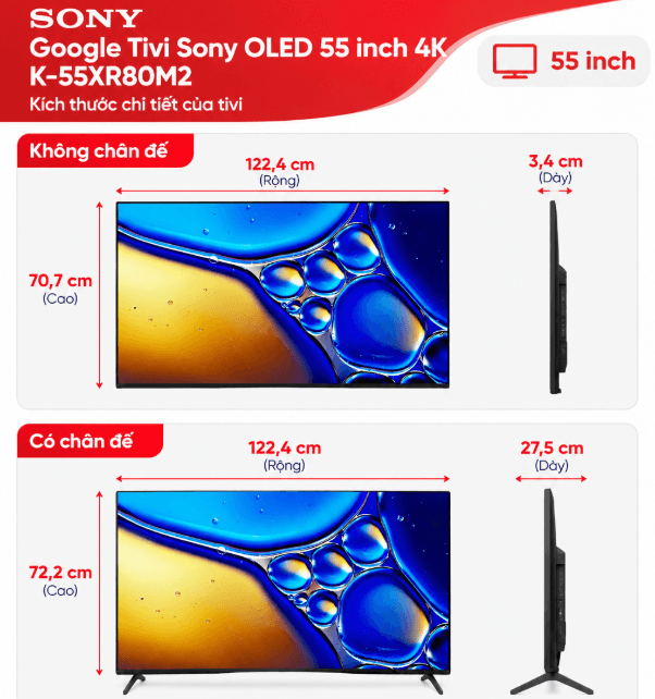 Google tivi Sony OLED 55 inch 4K K-55XR80M2