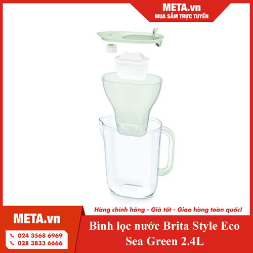 Bình lọc nước Brita Style Eco Sea Green 2,4L